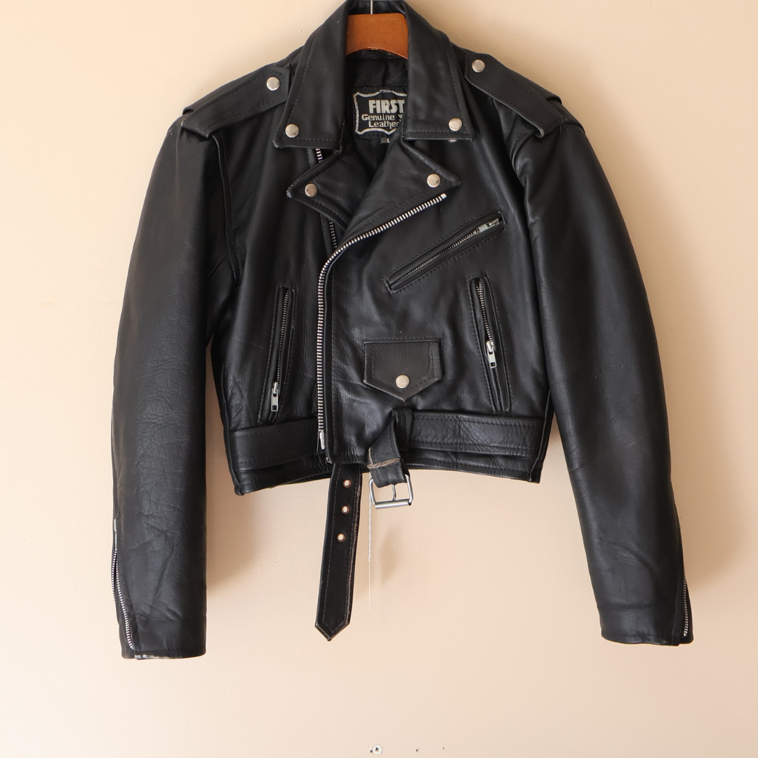 Cropped Leather Moto Jacket