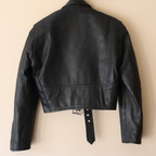 Cropped Leather Moto Jacket