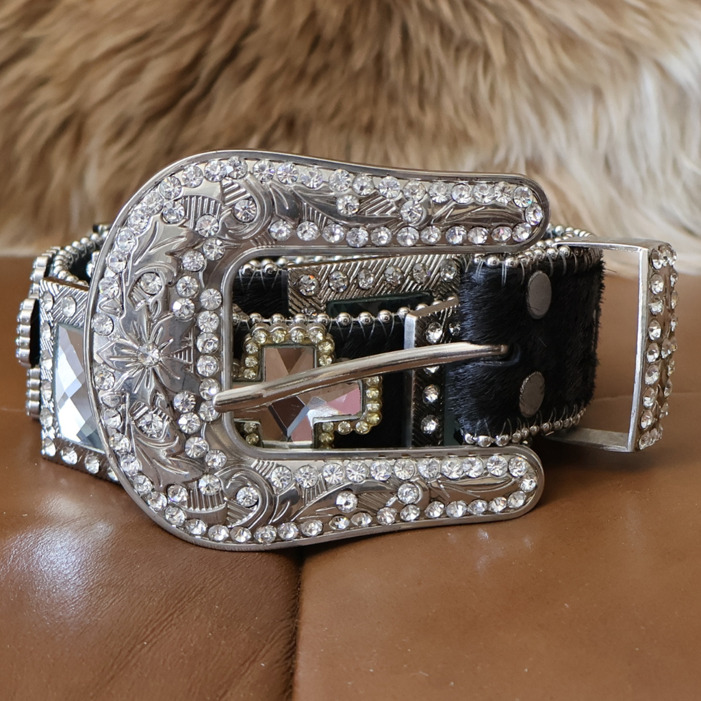 Briella Black Silver Western Belt