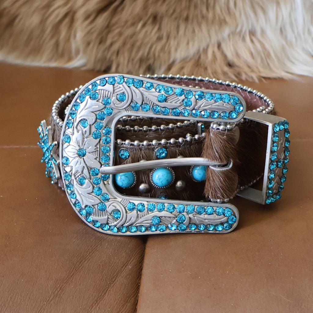 Briella Brown Turquoise Western Belt