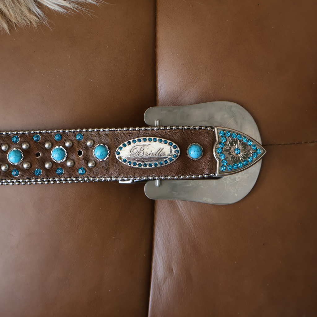 Briella Brown Turquoise Western Belt