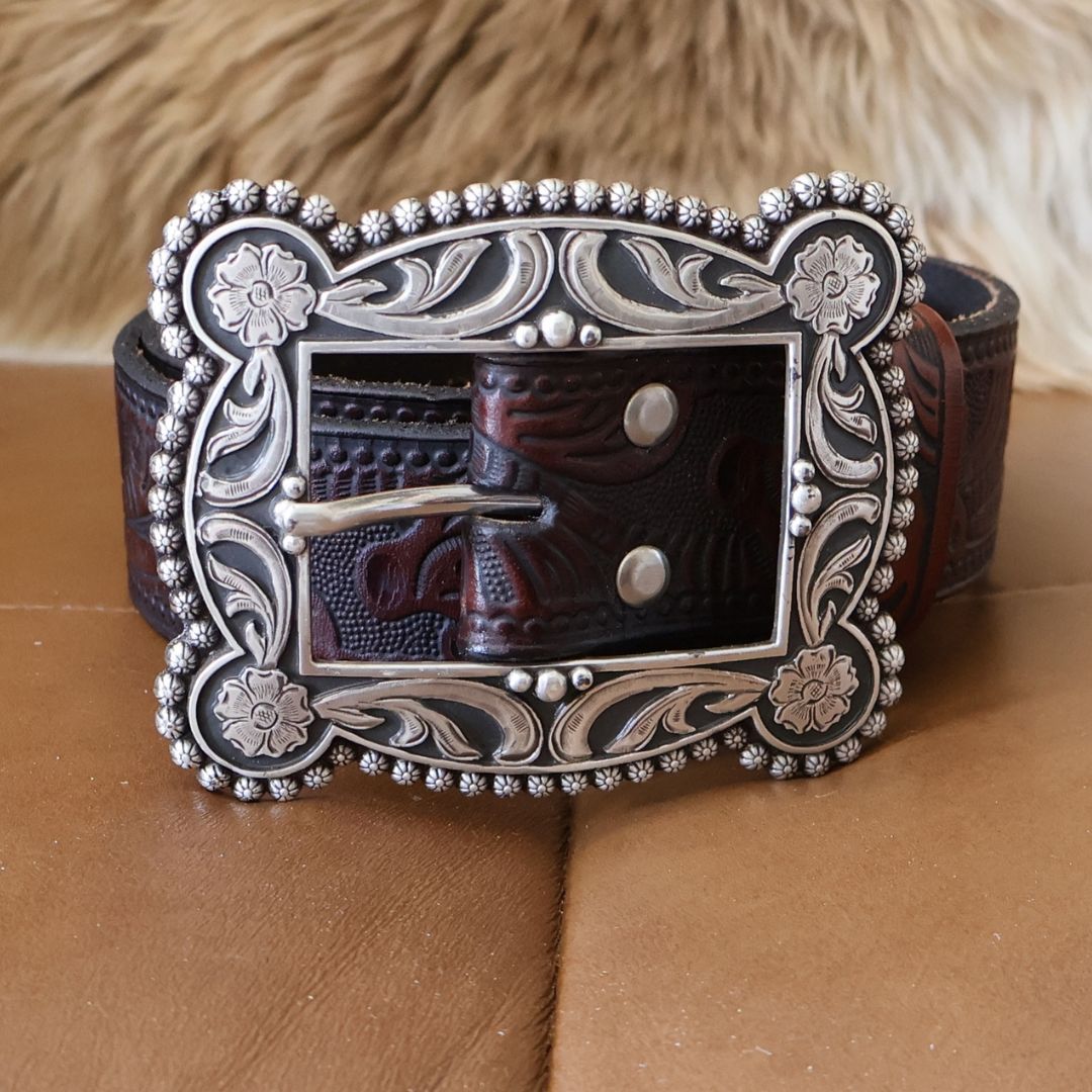 Brown Silver Western Belt
