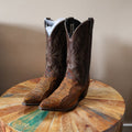 Orange & Brown Snakeskin Cowboy Boots