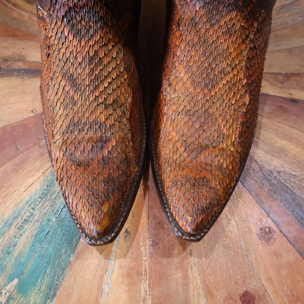 Orange & Brown Snakeskin Cowboy Boots