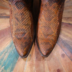 Orange & Brown Snakeskin Cowboy Boots