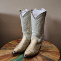 Tan & Off White Snakeskin Cowboy Boots