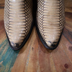 Tan & Off White Snakeskin Cowboy Boots