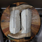 Tan & Off White Snakeskin Cowboy Boots