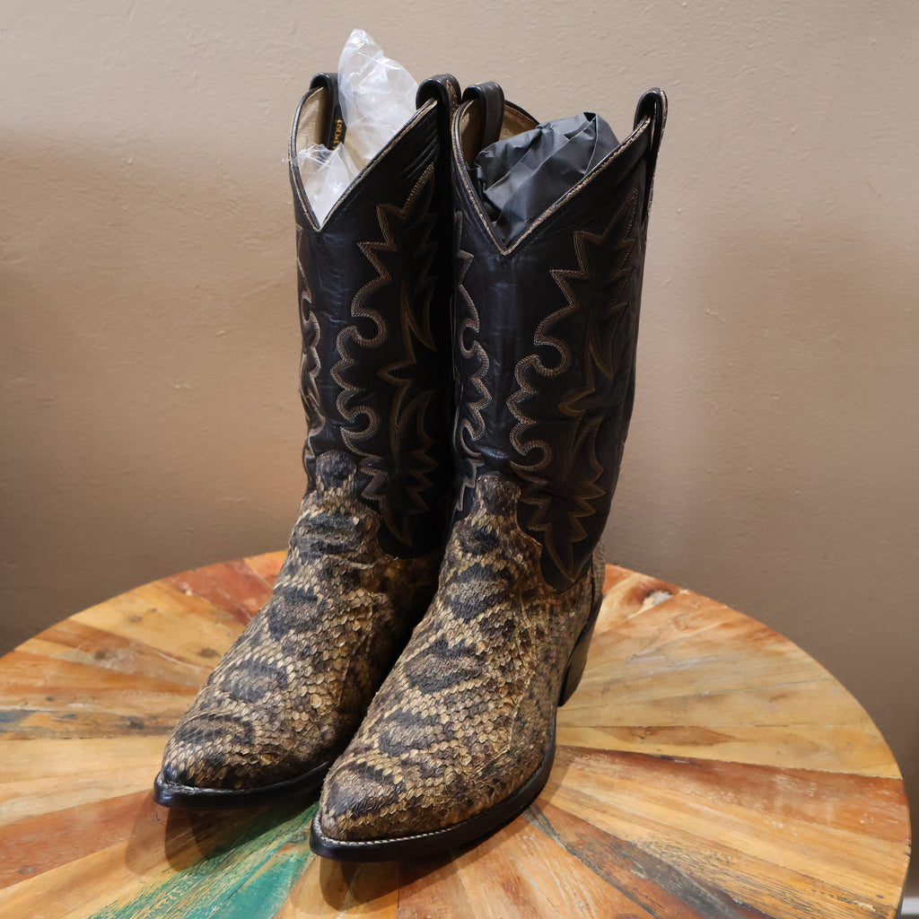 Brown & Black Snakeskin Cowboy Boots