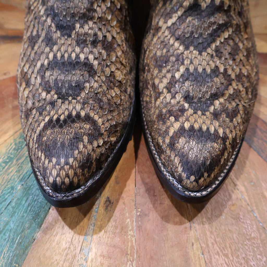 Brown & Black Snakeskin Cowboy Boots