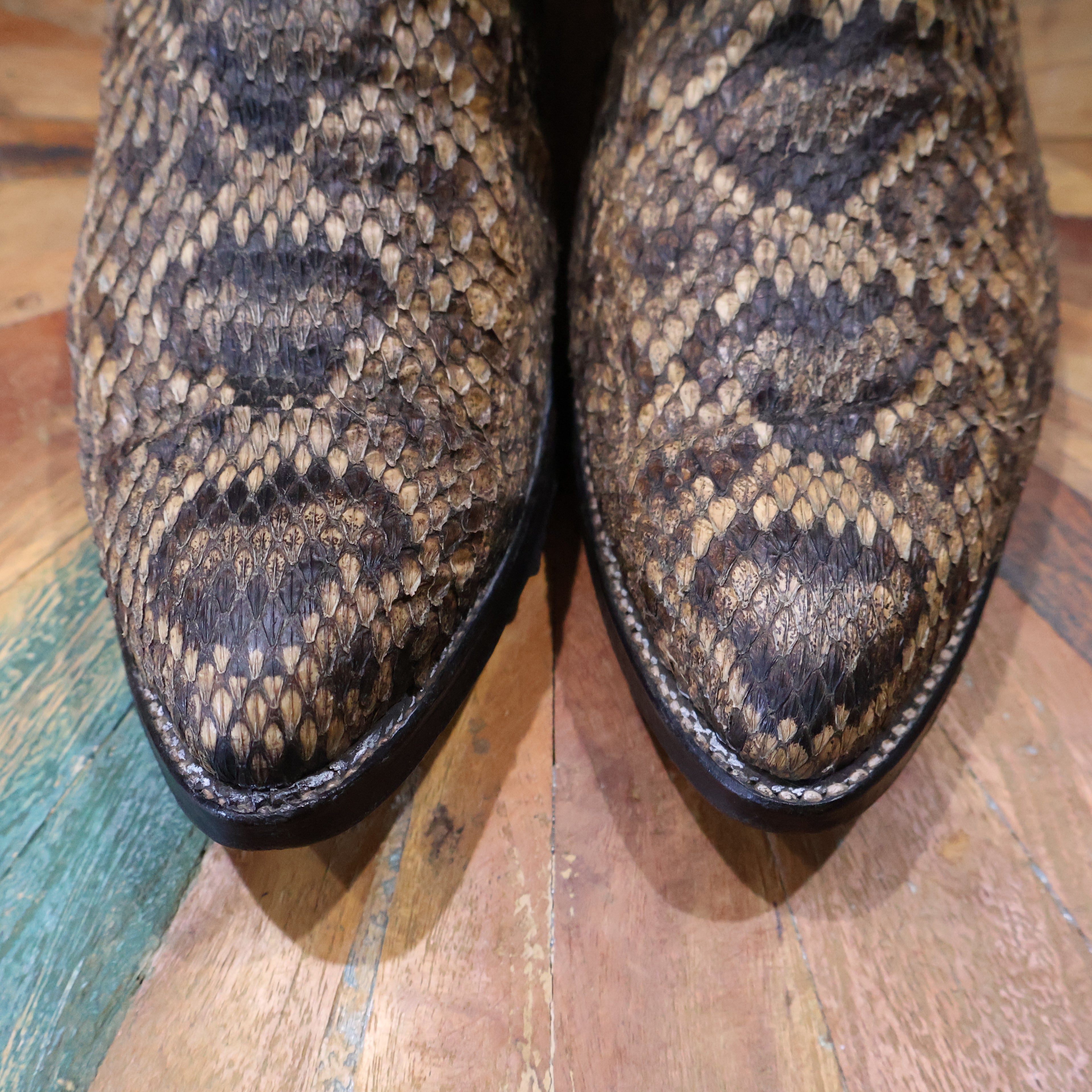 Brown & Black Snakeskin Cowboy Boots