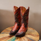 Red Orange & Brown Butterfly Design Cowboy Boots