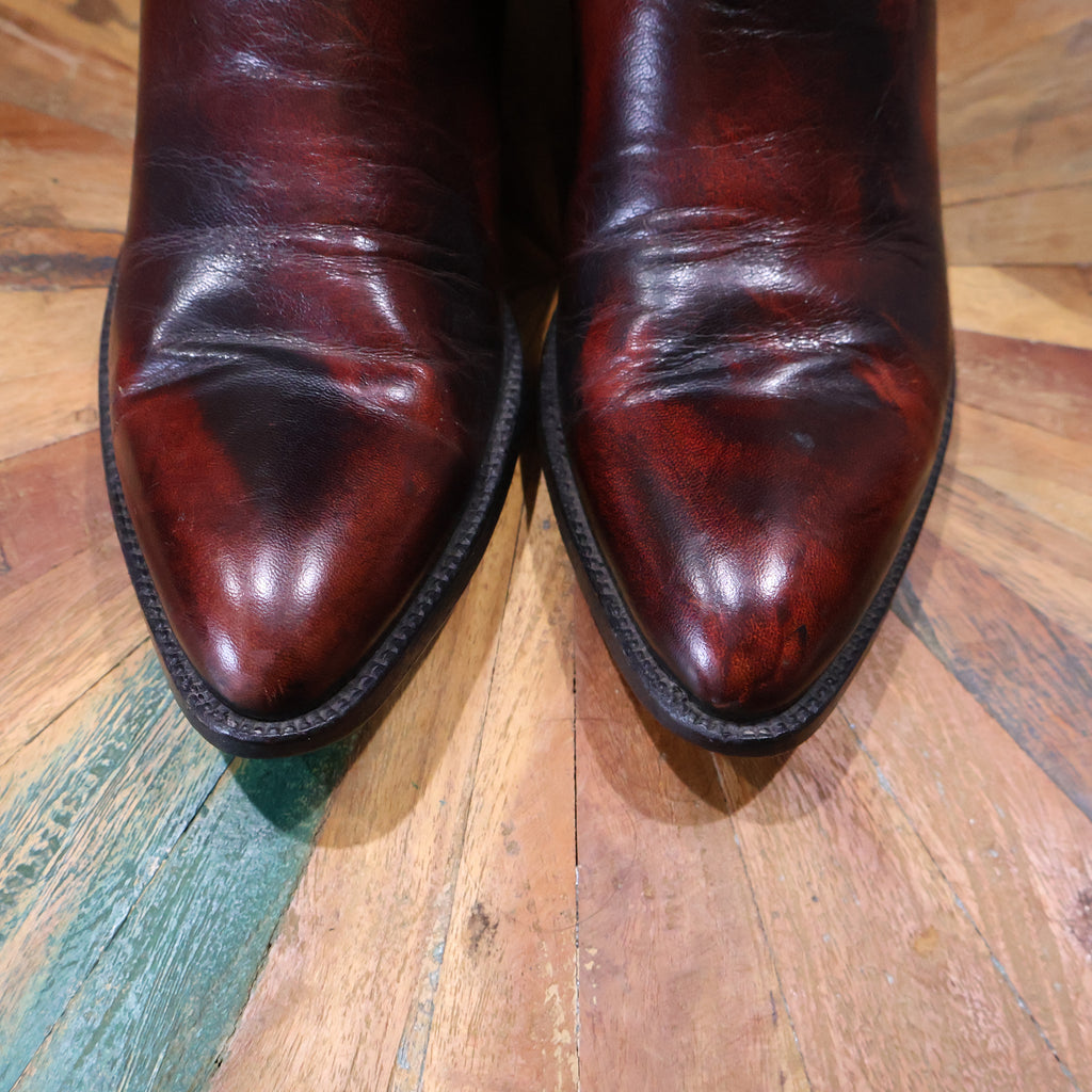 Vintage Lucchese Cherry Brown Cowboy Boots