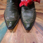 1950's Green Cowboy Boots with pointed stitching