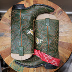 1950's Green Cowboy Boots with pointed stitching