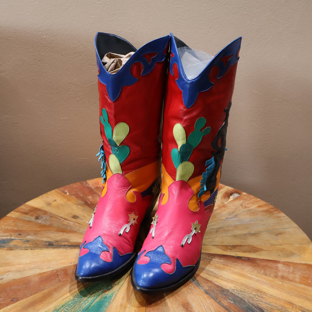 Multicolor Cowboy Outline Cowboy Boots