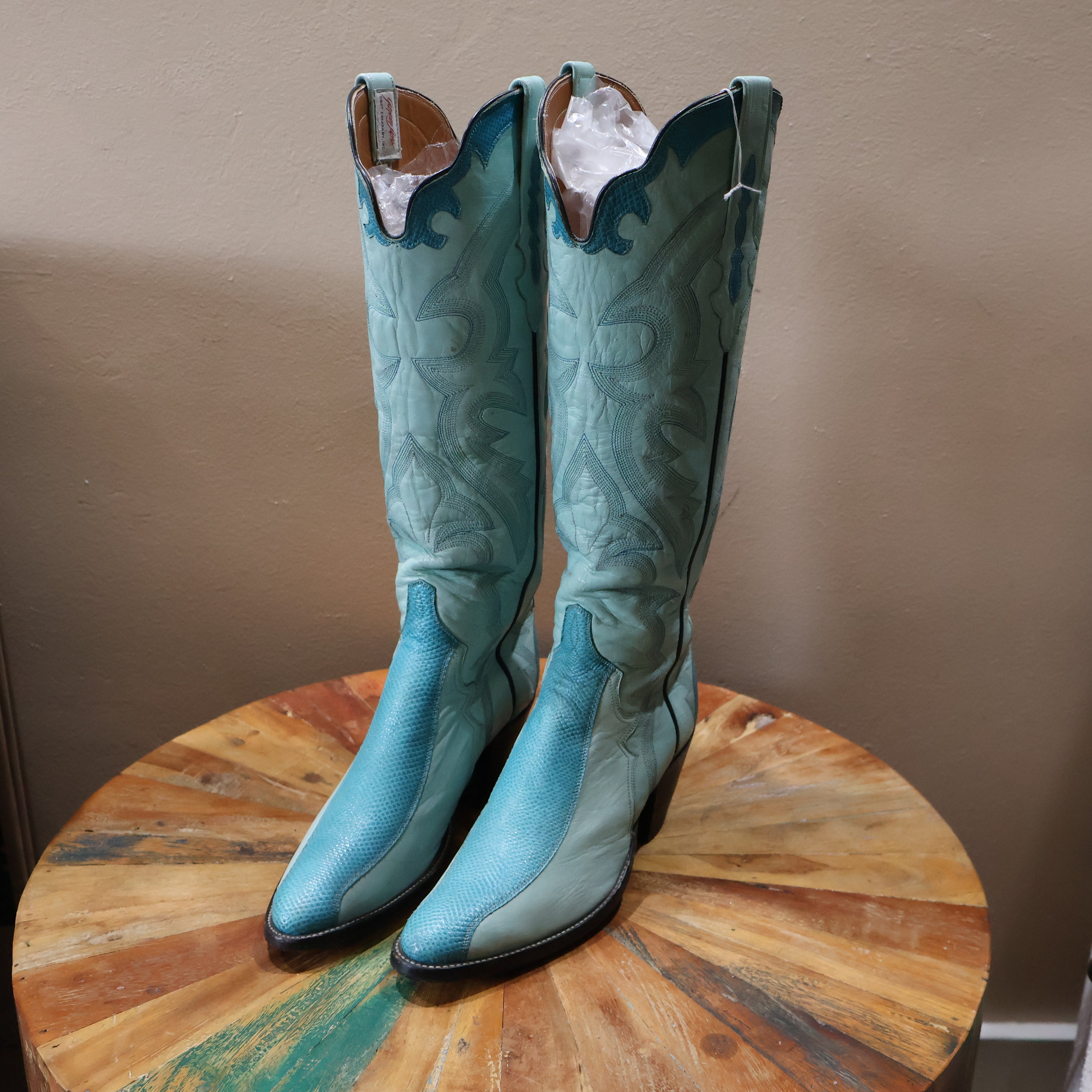 Light and Dark Teal Cowboy Boots