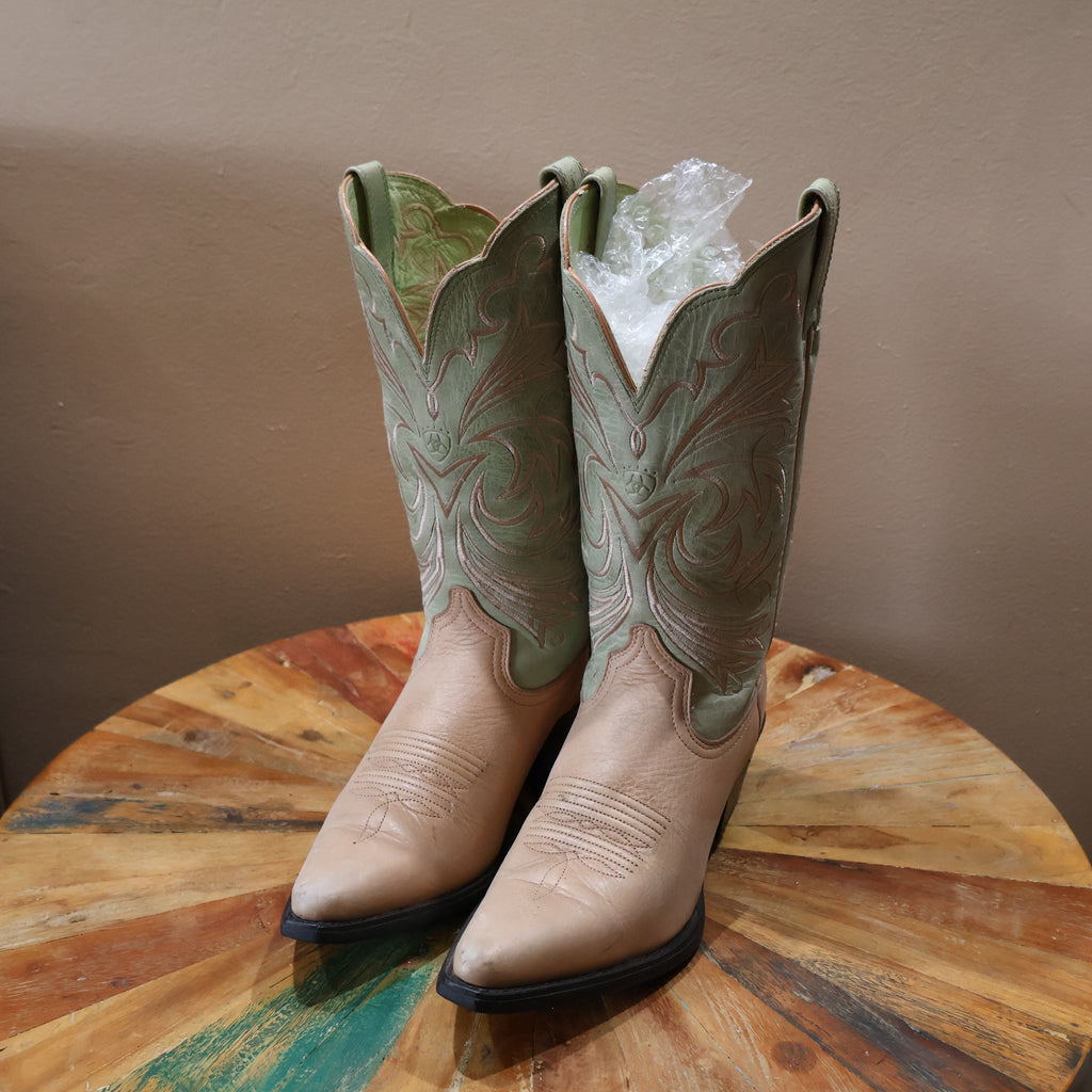 Tan and Pistachio Green Cowboy Boots