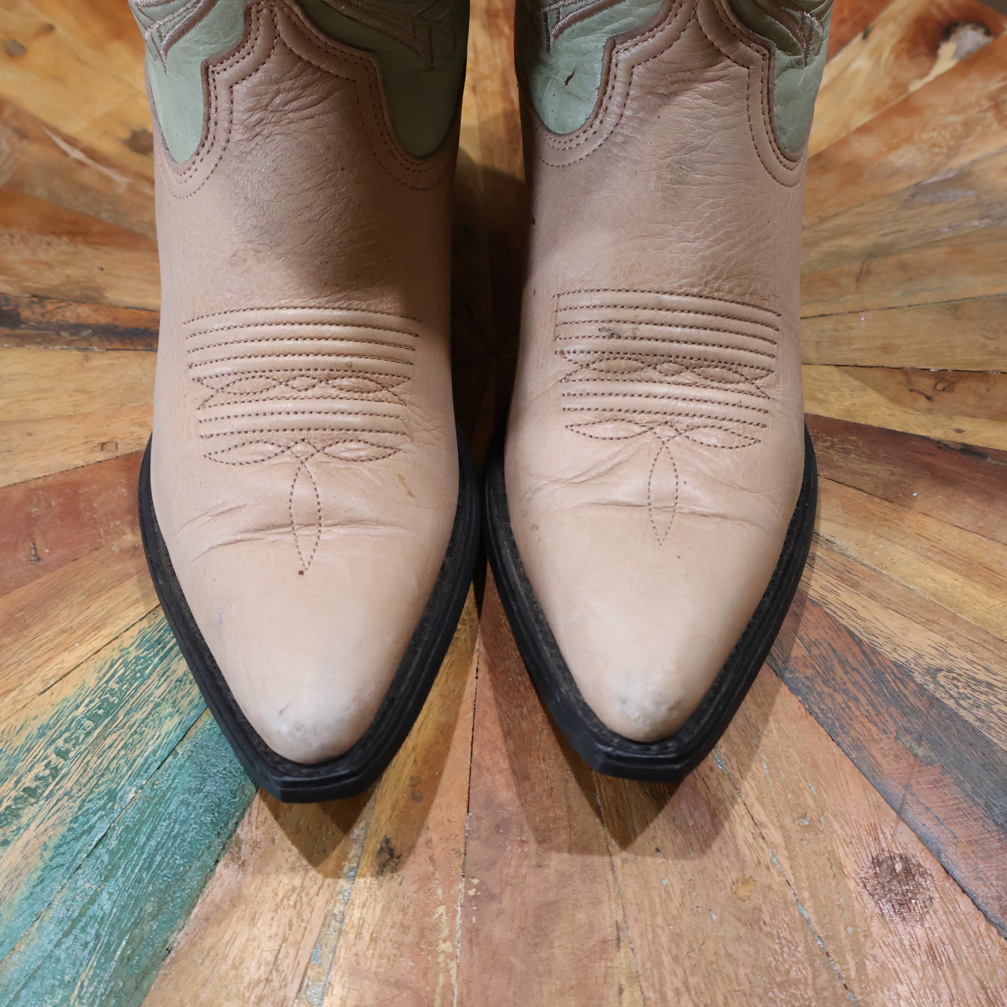 Tan and Pistachio Green Cowboy Boots