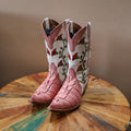 Pink Alligator Rose Cowboy Boots