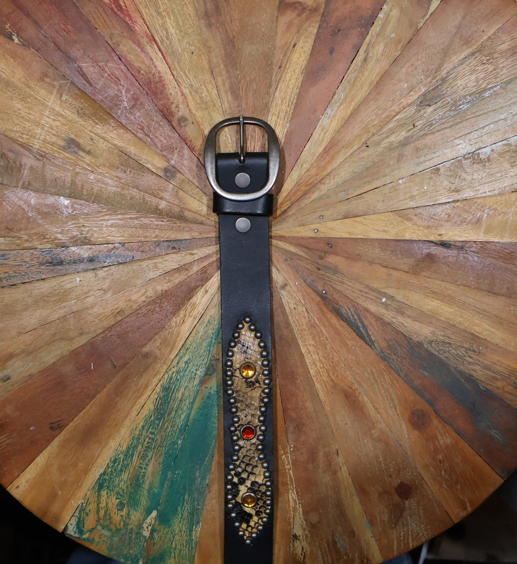 Python Inspired Orange & Red Bejewelled Belt