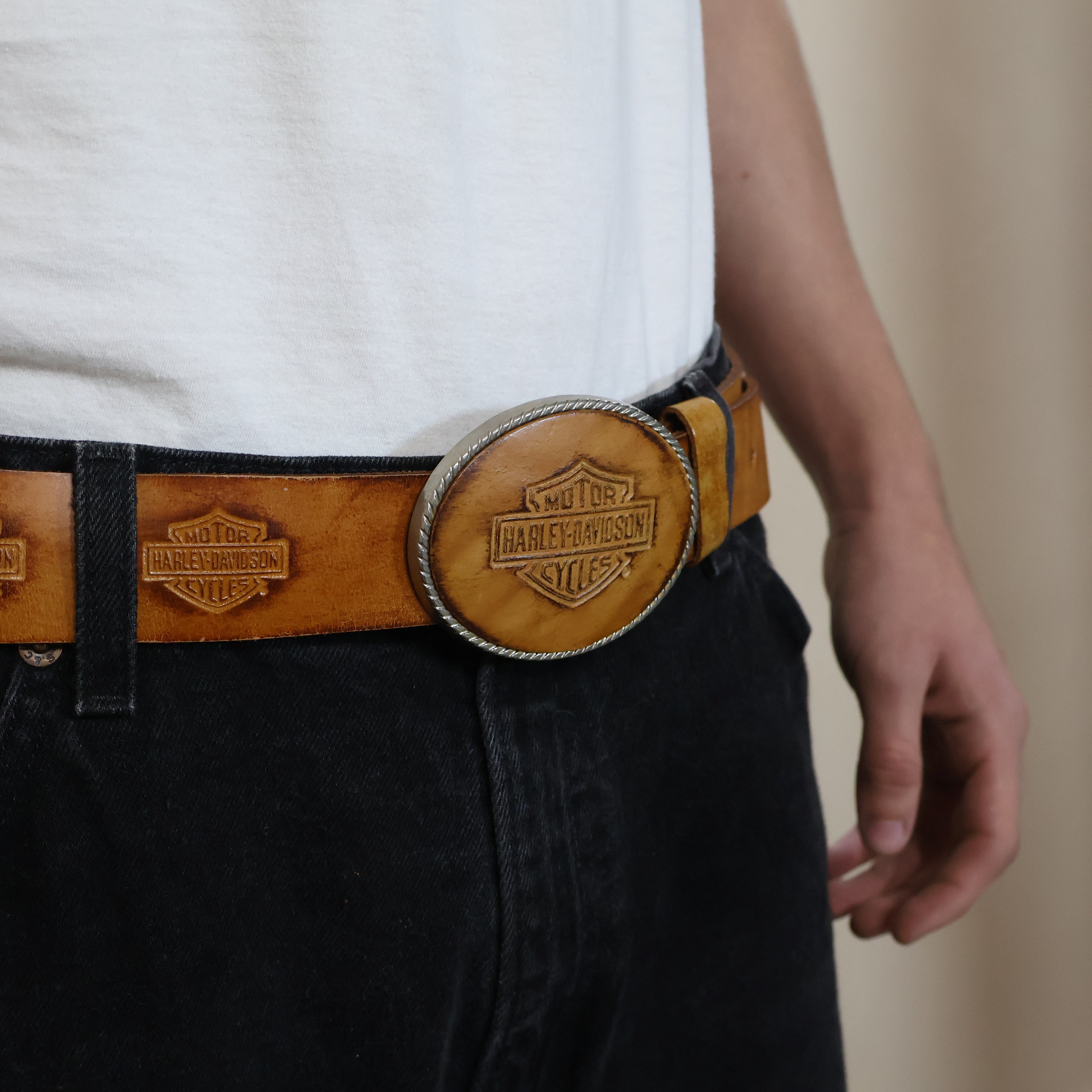 Harley Davidson Tan Leather Belt