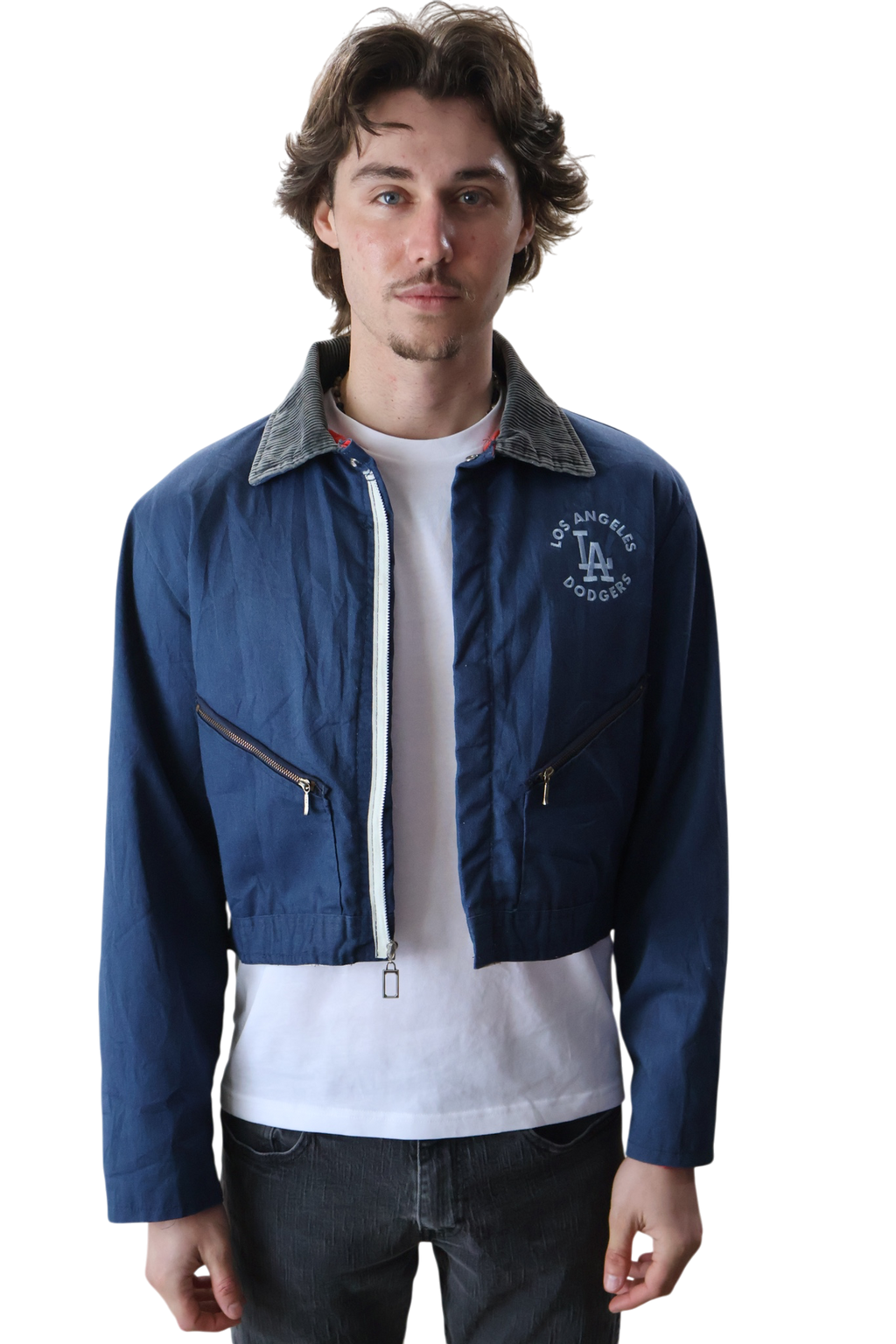 Los Angeles Dodgers Cropped Coverall Jacket Navy