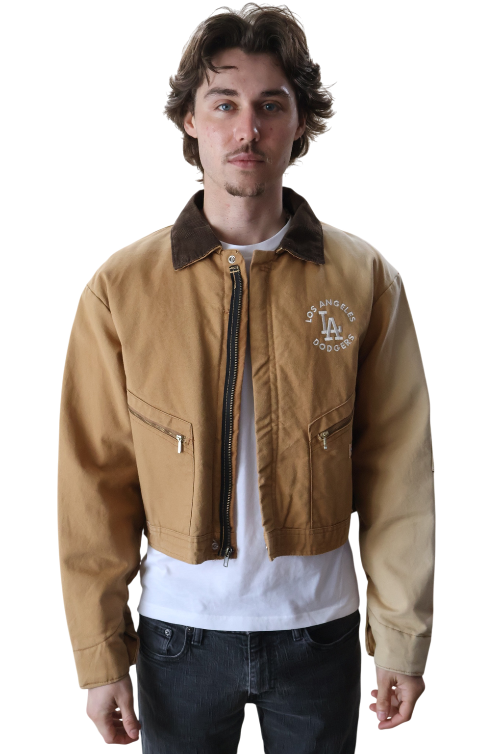 Los Angeles Dodgers Cropped Coverall Jacket Camel