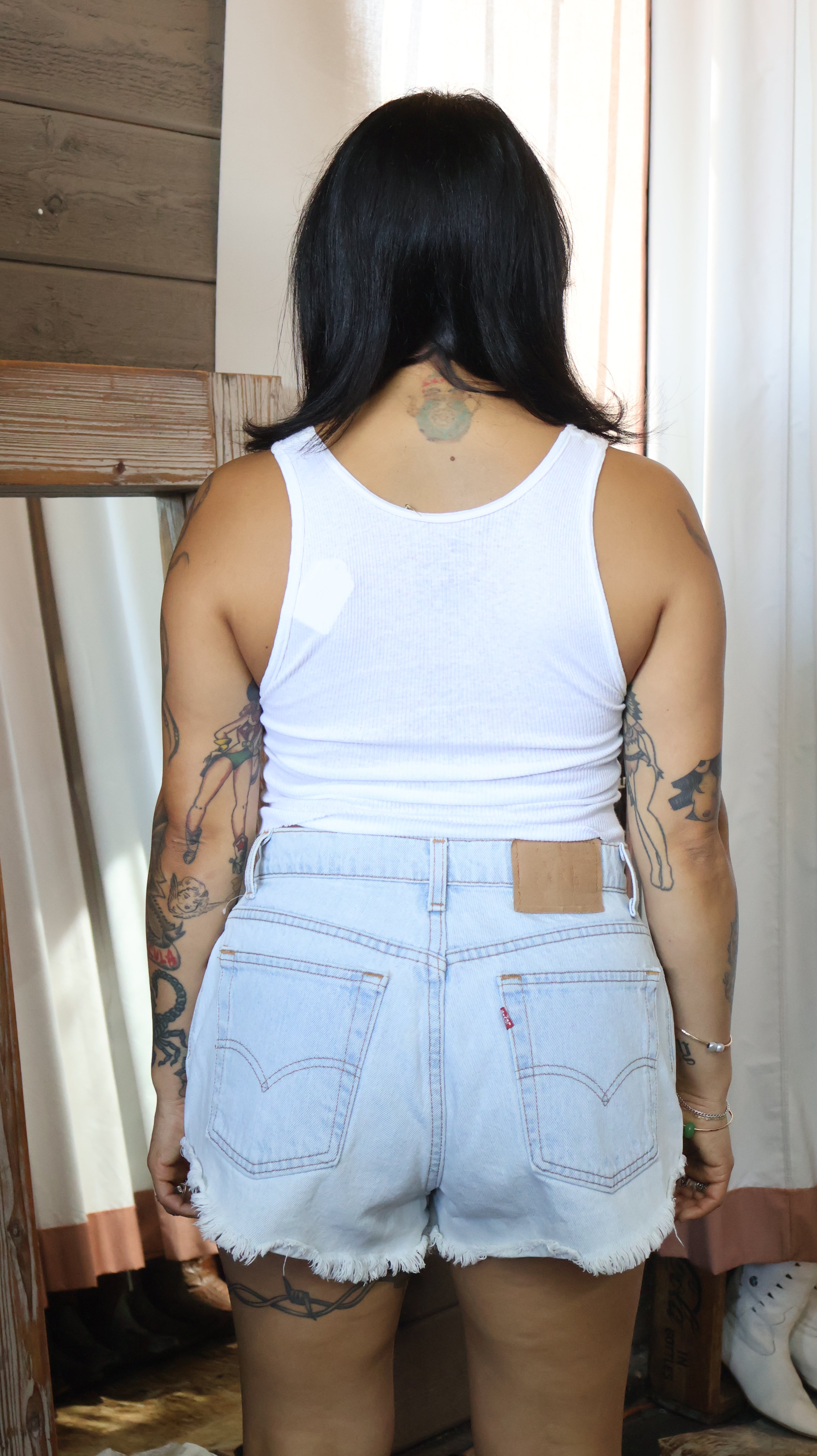 Levi's Shorts Distressed Hem Faded Label