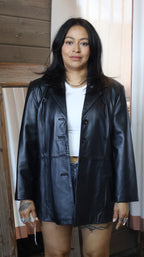 Leather Buttoned Coat