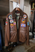 Brown Sherpa Collar Patchwork Leather Jacket