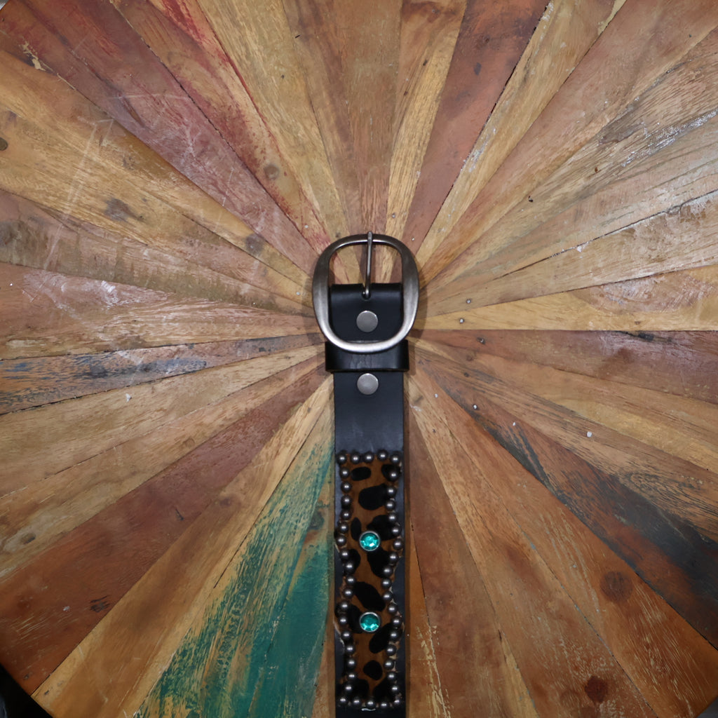Leopard Green & Silver Bejewelled Belt